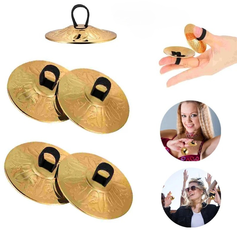 Musical Instrument Zills - 2/4Pcs Copper Finger Cymbals, Mini Metal