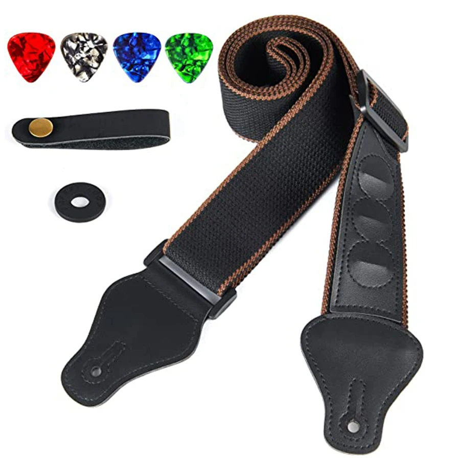 Musical Instrument Ukulele - 7Pcs/Set Guitar Strap Black PU Leather