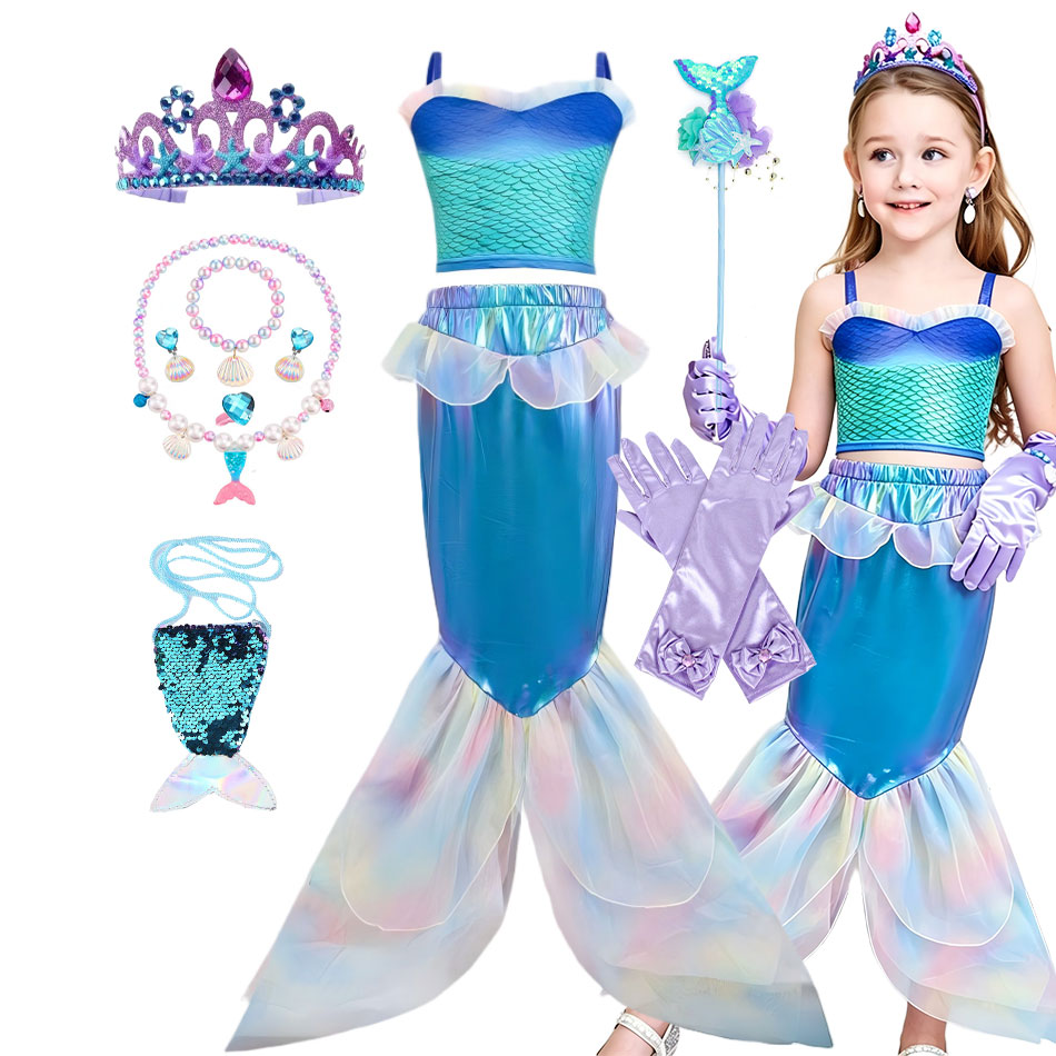Musical Instrument Trombone - Iridescent Mermaid Princess Dress 2Pcs Set