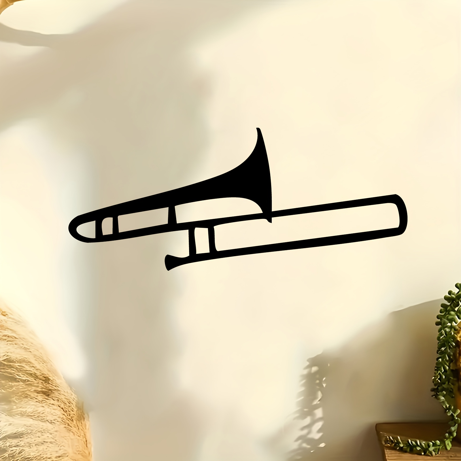 Musical Instrument Trombone - Iron Trombone Sculpture Weather Resistant Metal