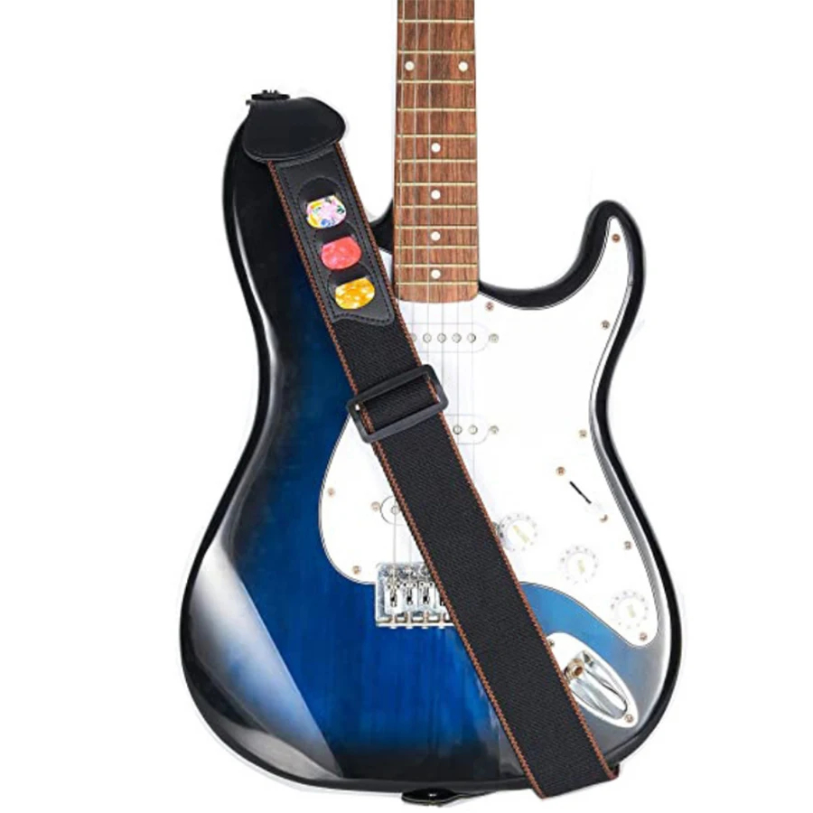 7Pcs/Set Guitar Strap Black PU - Musical Instrument Ukulele 评论和价格