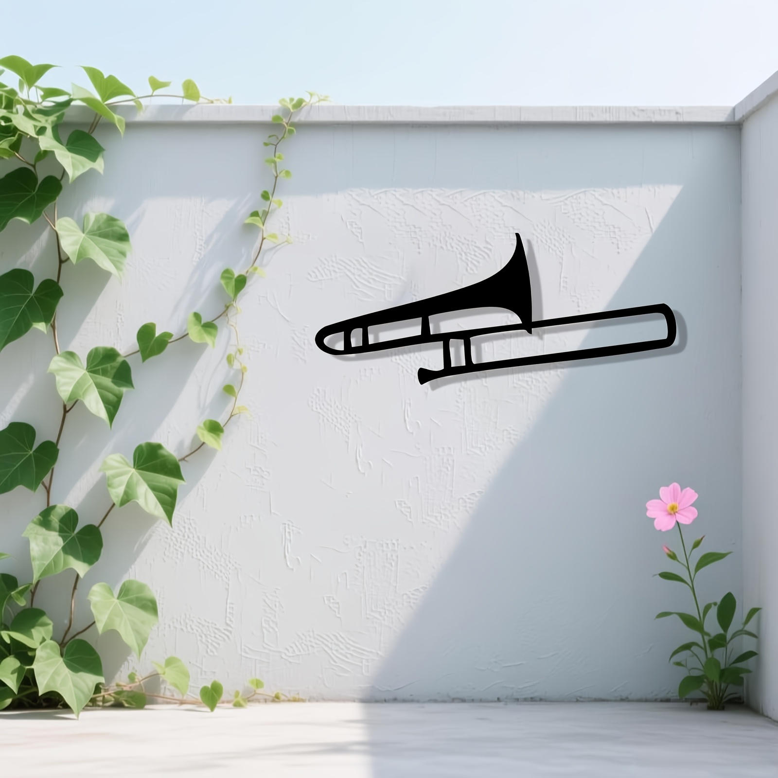 Iron Trombone Sculpture Weathe - Musical Instrument Trombone 评论和价格